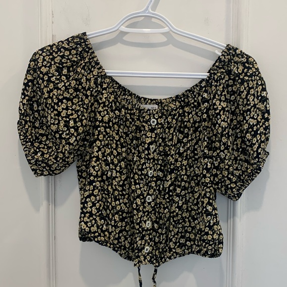 Faithfull The Brand Floral Cropped Blouse Size 4/Small - Picture 1 of 6